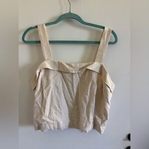 American Eagle linen blend crop top smock boho neutral spring summer